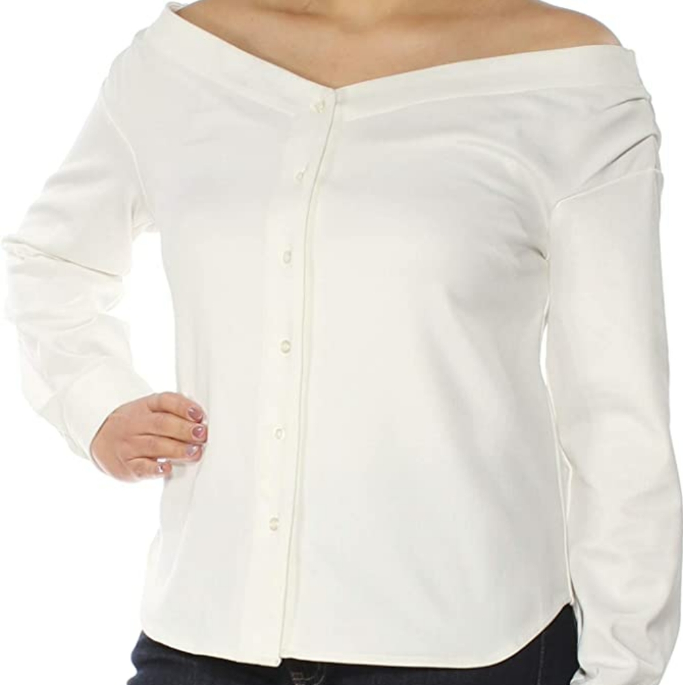 Off-shoulder Pin Stripe